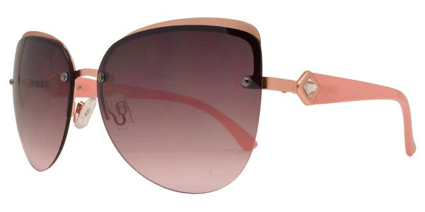Rimless Cat Eye Metal Sunglasses